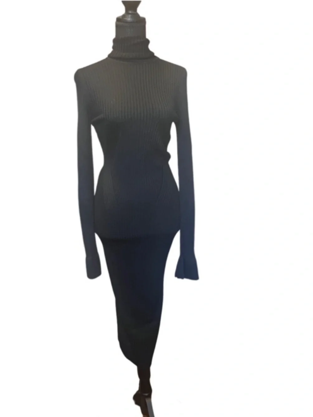 Catherine Malandrino Ribbed Turtleneck Sweater Dress Bodycon Midi Long Sleeve - Picture 3 of 6